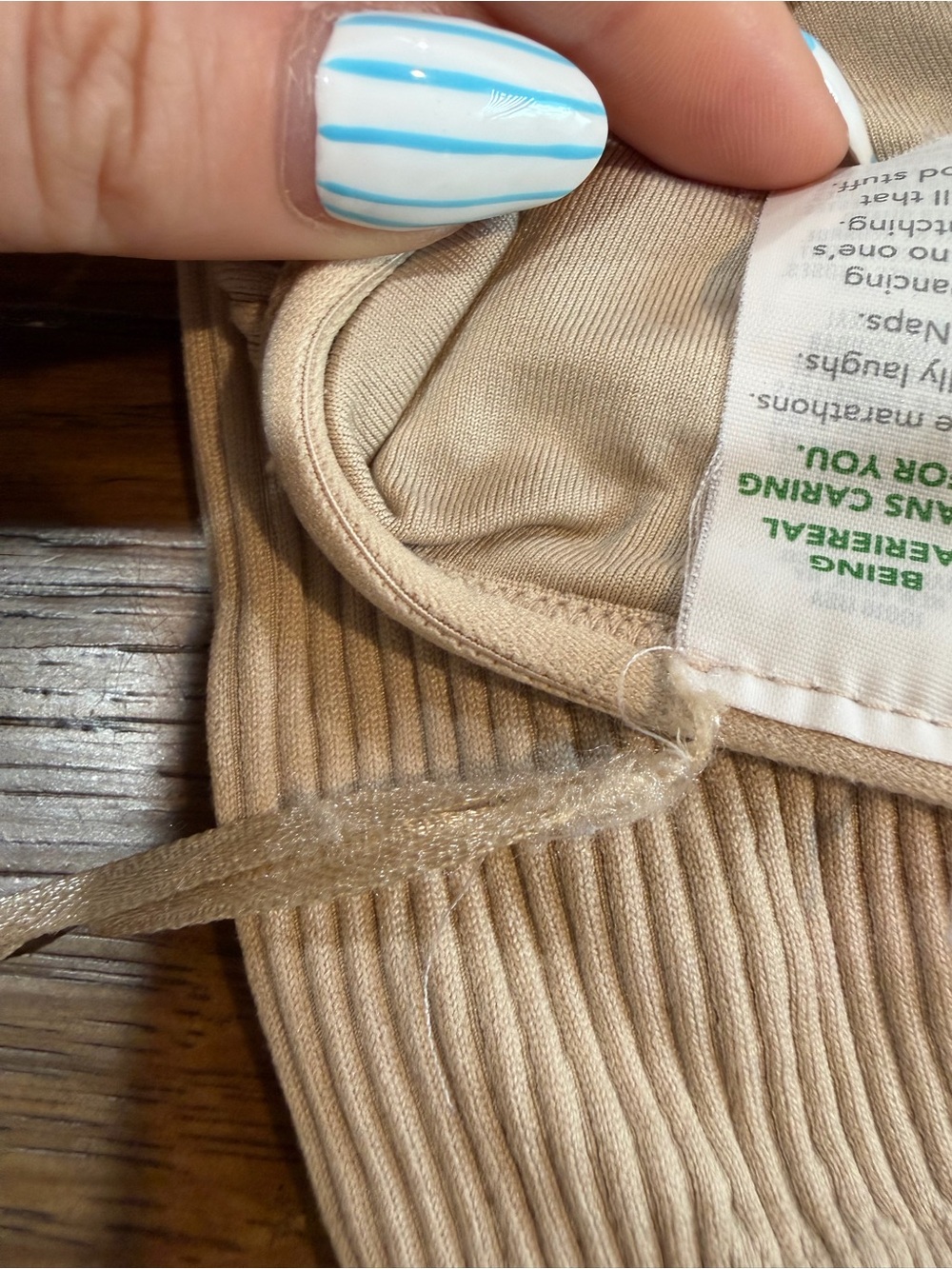 aerie Ribbed One-Shoulder Bralette in Beige - Picture 6 of 7